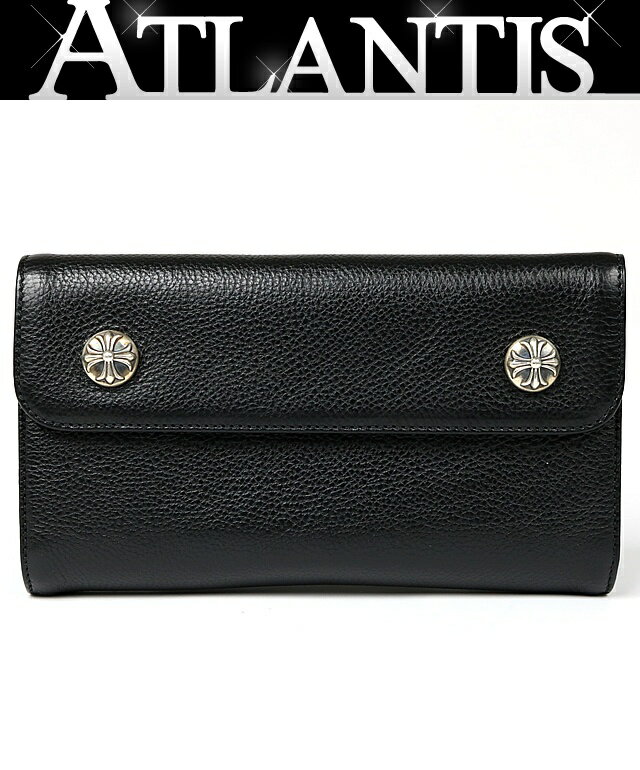 Rakuten - CHROME HEARTS 銀座店 クロムハーツ 新品 ウェーブ ウォレット クロスボタン 三つ折り財布 メンズ レザー SV925 黒 103170