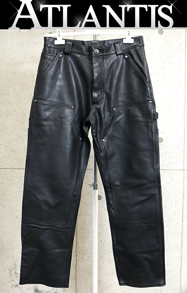 CHROME HEARTS 新宿店 クロムハーツ 美品 ダブルニー レザー カーペンター パンツ 32インチ 黒 31078