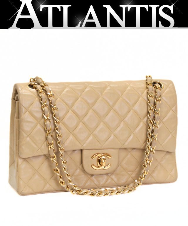 Rakuten - シャネル CHANEL ヴィンテージ 初期型 マトラッセ25 ダブルフラップ チェーンショルダーバッグ ラムスキン ベージュ G金具 【74712】
