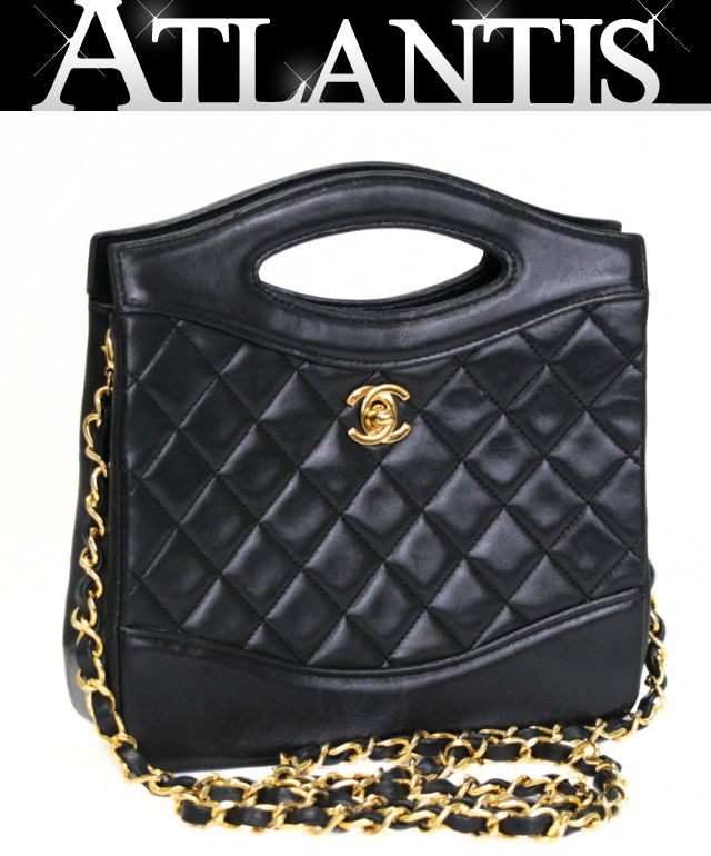 Rakuten - シャネル CHANEL マトラッセ スクエア 2WAY バッグ スモール ラム 黒 G金具 1番台 【74625】