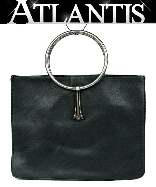 乐天商城 - CHROME HEARTS 銀座店 クロムハーツ クロステイルリング ハンドバッグ レザー シルバー 黒 102432