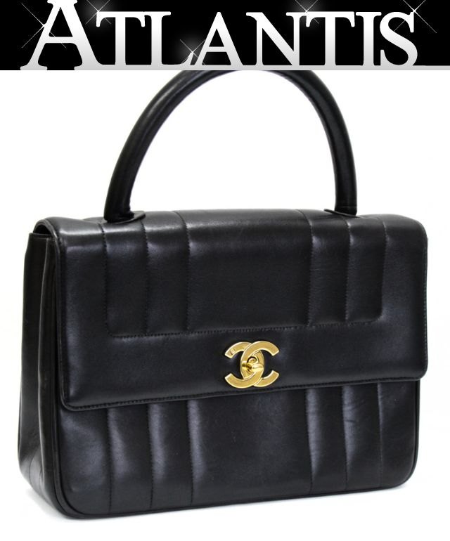 乐天商城 - シャネル CHANEL マドモアゼル トップハンドル ハンドバッグ ラムスキン 黒 G金具 3番台 【74646】
