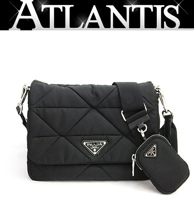 Rakuten - 【広尾店】プラダ PRADA パデッドRe-Nylon ショルダーバッグ 三角ロゴ ブラック ナイロン SV金具 1BD290 【19162】