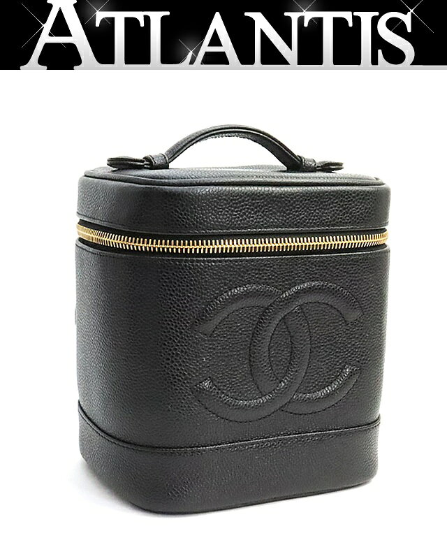 Rakuten - 【広尾店】シャネル CHANEL ココマーク バニティバッグ 黒 キャビアスキン G金具 6番台 【19155】