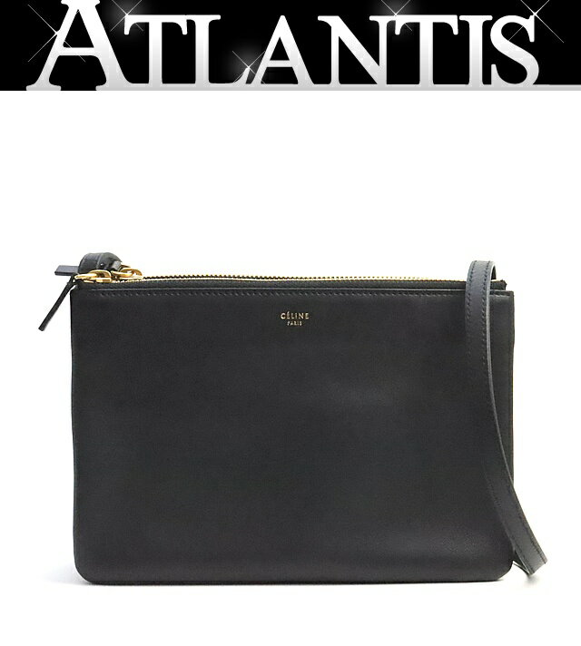 Rakuten - セリーヌ CELINE トリオスモール ショルダーバッグ 黒 レザー G金具 【74756】
