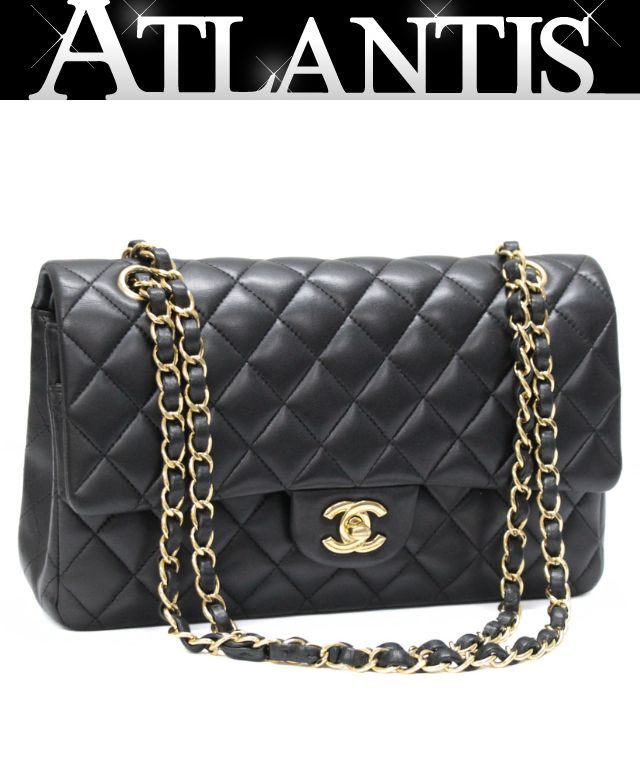 Rakuten - シャネル CHANEL ぷくぷく！ マトラッセ25 チェーンショルダーバッグ ラム 黒 G金具 22番台 【74778】