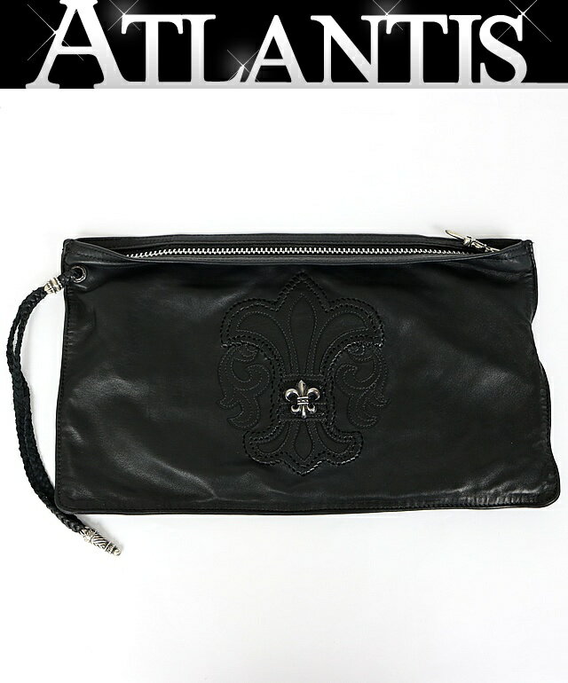 Rakuten - CHROME HEARTS 銀座店 クロムハーツ フラットポーチ BSフレア クラッチバッグ レザー メンズ シルバー SV925 黒 103161
