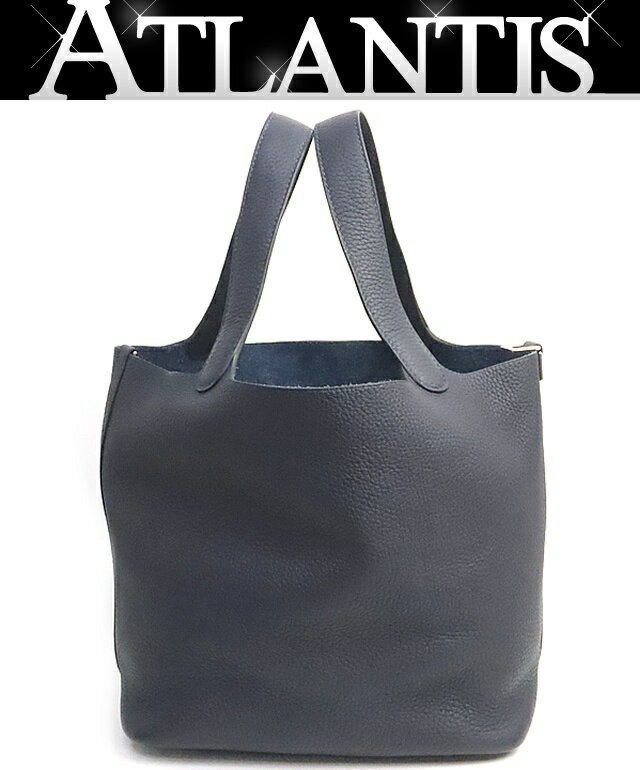 VANESSA BRUNO - 【広尾店】美品 エルメス HERMES ピコタンロックMM ハンドバッグ トリヨンクレマンス ブルーニュイ SV金具 Z刻印(2021年) 【19218】