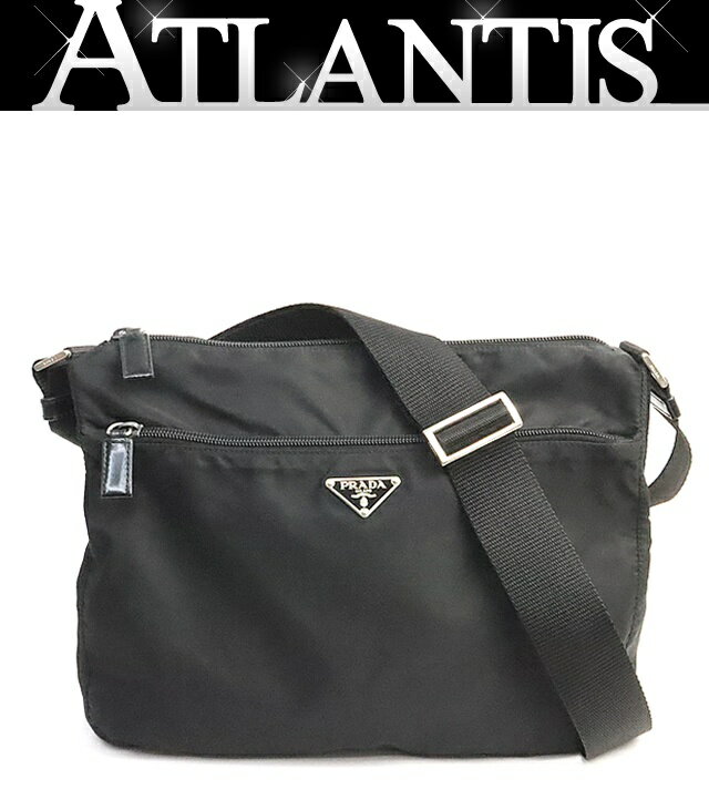Rakuten - 【広尾店】 プラダ PRADA 三角ロゴ ショルダーバッグ ナイロン 黒 SV金具 【19222】