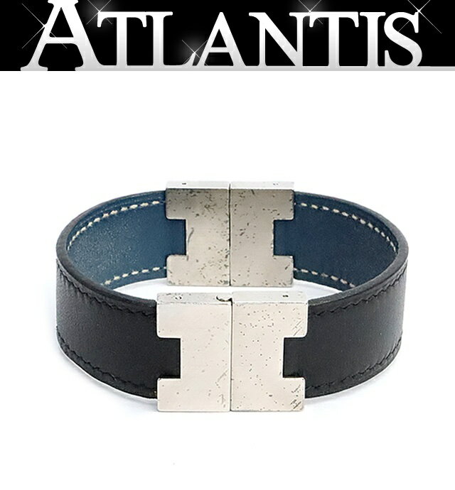乐天商城 - 【広尾店】エルメス HERMES ルーリー リバーシブルブレスレット 黒×ブルータラソ SV金具 【19232】