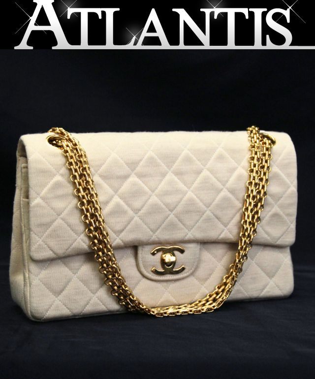 乐天商城 - シャネル CHANEL ヴィンテージ 初期型 マトラッセ チェーンショルダーバッグ ジャージー ベージュ 【74846】