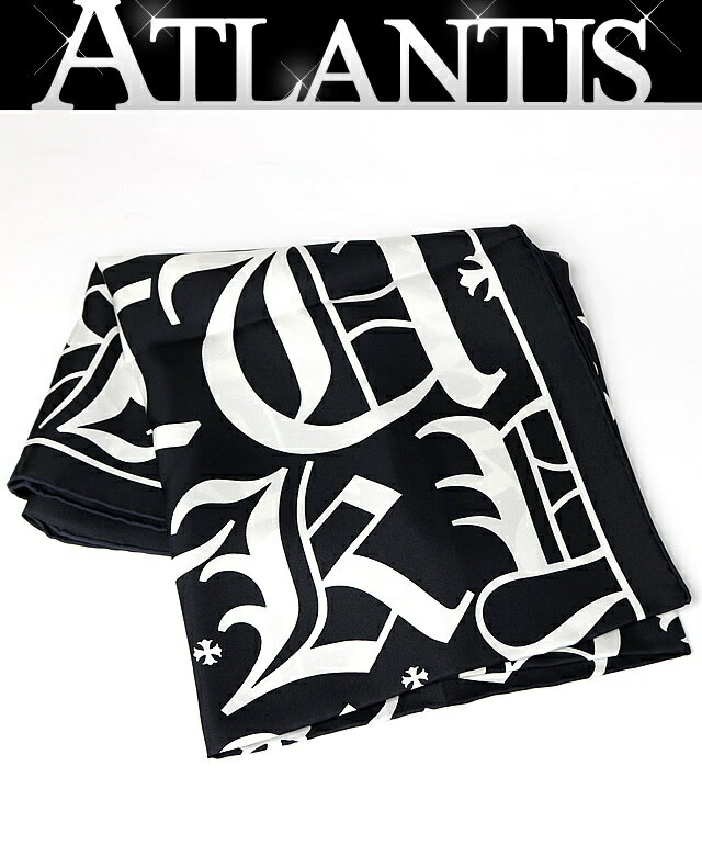 Rakuten - CHROME HEARTS 銀座店 新品 クロムハーツ CHプラス オールドイングリッシュロゴ シルク スカーフ 黒/白 103442