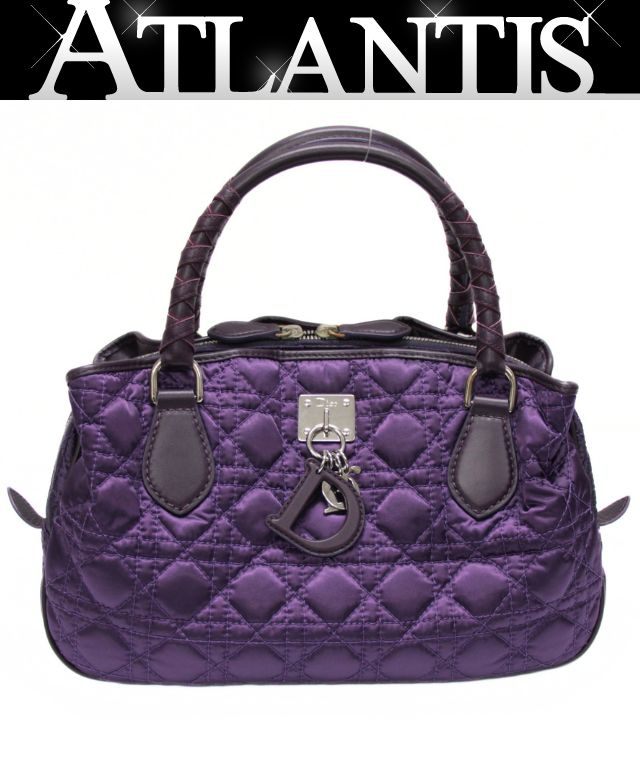 Rakuten - クリスチャンディオール Christian Dior カナージュ ハンドバッグ ナイロン パープル S金具 【74797】