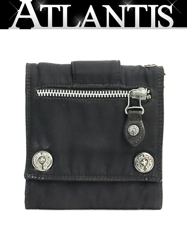 乐天商城 - 【広尾店】 クロムハーツ CHROME HEARTS ラージ 3フォールド ナイロン ウォレット 財布 メンズ ナイロン×レザー SV925 黒 【19261】