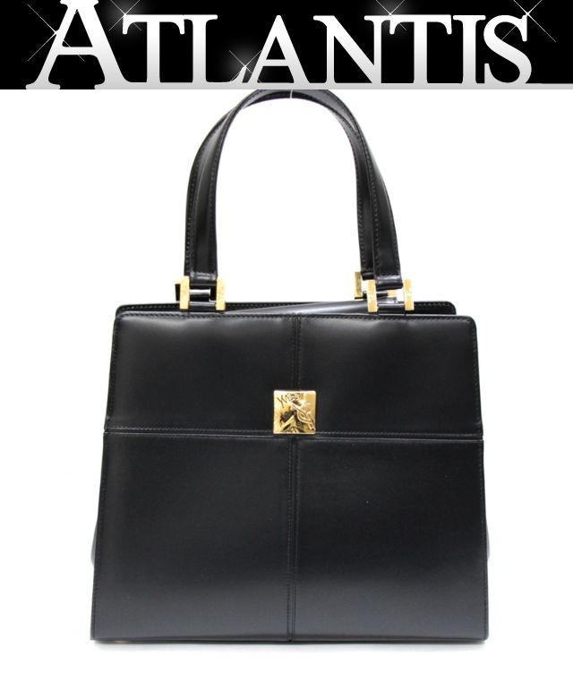 Rakuten - YVES SAINT LAURENT イヴサンローラン ヴィンテージ ロゴプレート ハンドバッグ レザー 黒 【74809】