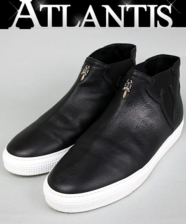樂天商城 - CHROME HEARTS 新宿店 クロムハーツ MID TOP ダガーパーツ スリッポン スニーカー メンズ レザー シルバー SV925 size:44 黒 31338