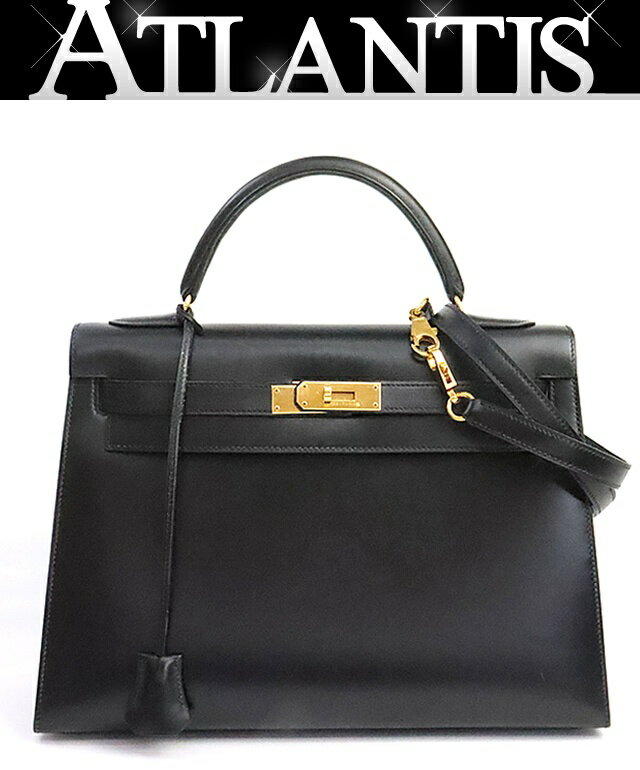 Rakuten - 【広尾店】 エルメス HERMES ケリー32 2WAYバッグ ボックスカーフ 外縫い 黒 G金具 〇W刻印(1993年) 【19302】