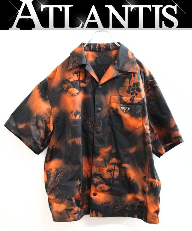 Rakuten - PRADA 新宿店 プラダ 22SS トライアングルロゴ ナイロン オープンカラー シャツ メンズ size:M 黒系 31118