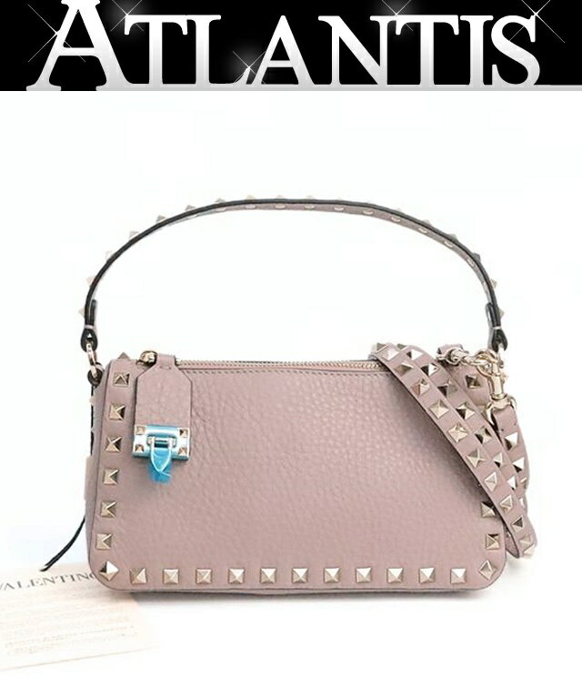 Rakuten - 【広尾店】新品 ヴァレンティノ VALENTINO ガラヴァーニ ロックスタッズ スモール ショルダーバッグ グレインカーフスキン パウダー G金具 【19310】