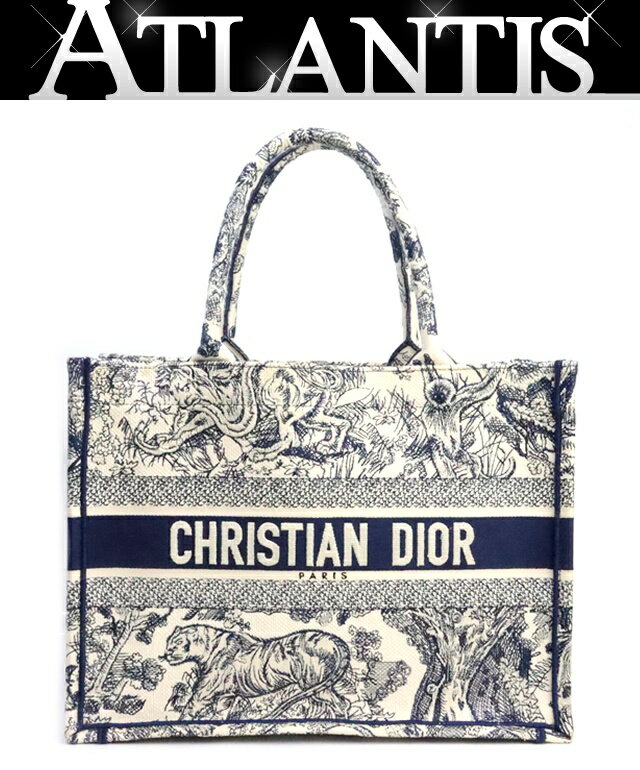乐天商城 - 【広尾店】クリスチャンディオール Christian Dior ブックトート ミディアム トワル ドゥ ジュイ エンブロイダリーキャンバス ネイビー 【19331】