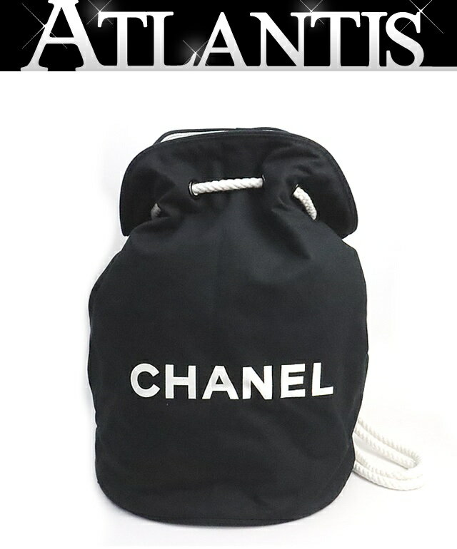 乐天商城 - 【広尾店】美品 シャネル CHANEL 巾着 プールバッグ キャンバス ブラック 【19326】