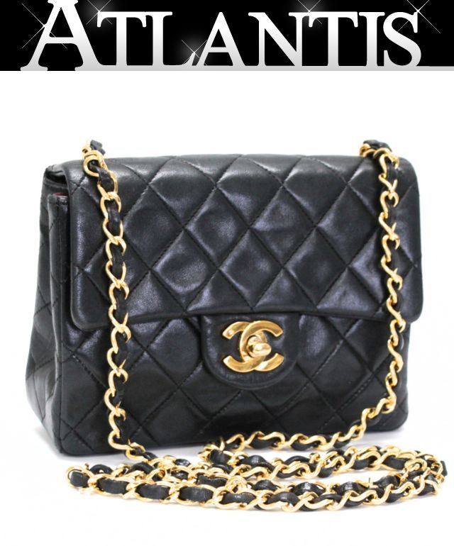 乐天商城 - シャネル CHANEL ミニマトラッセ17 チェーンショルダーバッグ ラム 黒 G金具 1番台 【75024】