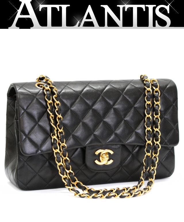 樂天商城 - シャネル CHANEL マトラッセ25 ダブルフラップ チェーンショルダーバッグ ラム 黒 G金具 3番台 【75114】
