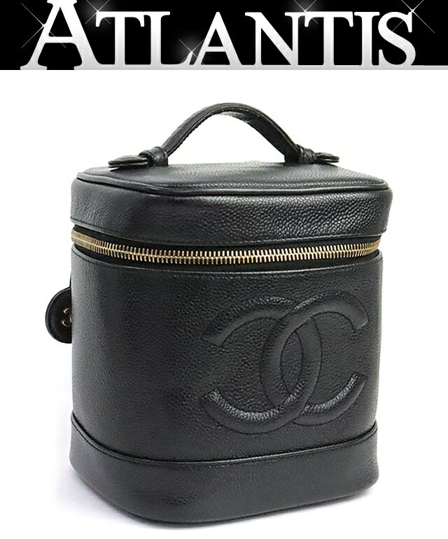 樂天商城 - 【広尾店】シャネル CHANEL ココマーク バニティバッグ キャビアスキン 黒 G金具 【19343】