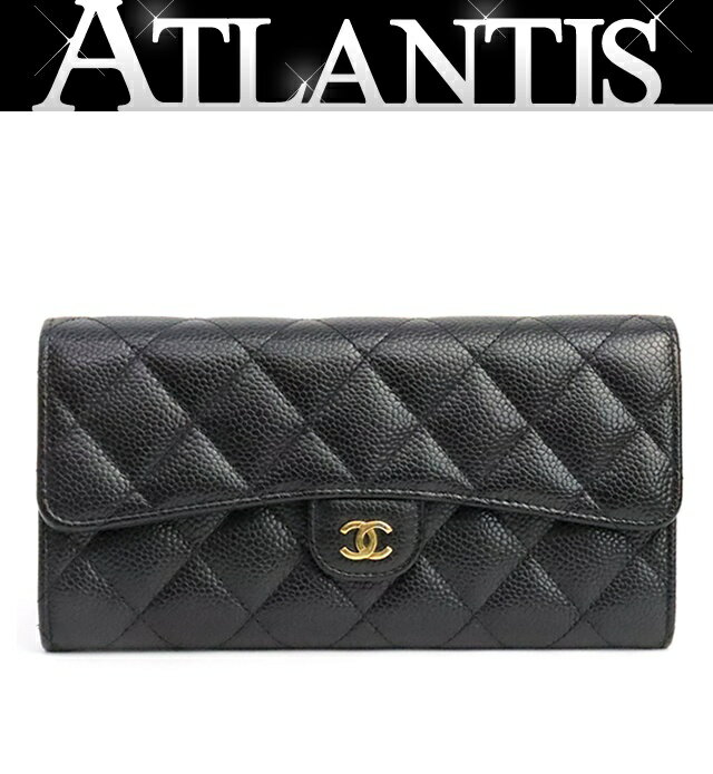 乐天商城 - 【広尾店】シャネル CHANEL マトラッセ クラシックフラップ長財布 キャビアスキン 黒 G金具 31番台 【19351】