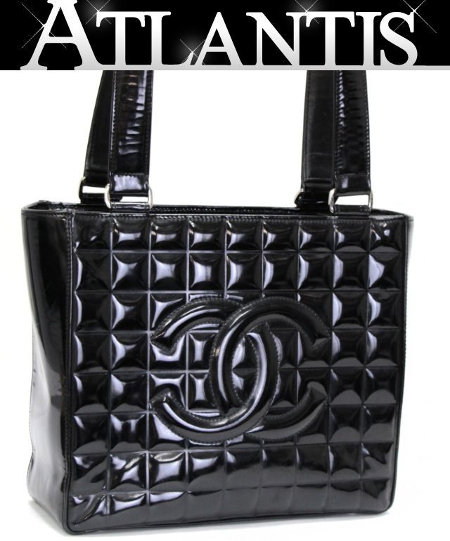 樂天商城 - シャネル CHANEL ココマーク チョコバー ハンドバッグ パテント 黒 【74965】