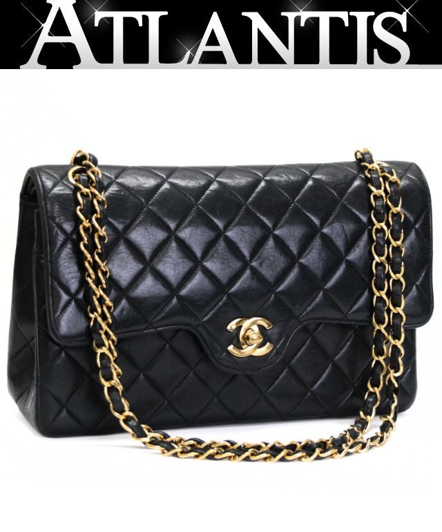 樂天商城 - CHANEL シャネル ヴィンテージ マトラッセ25 シングルフラップ チェーンショルダーバッグ ラム 黒 G金具【74983】