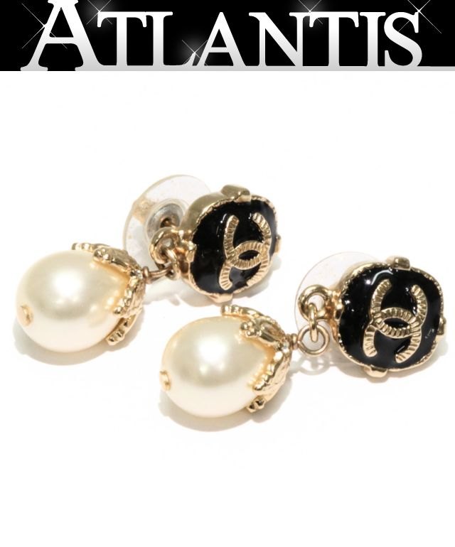 乐天商城 - 美品 シャネル CHANEL ココマーク スイングパール ピアス ゴールド 08A 【75106】