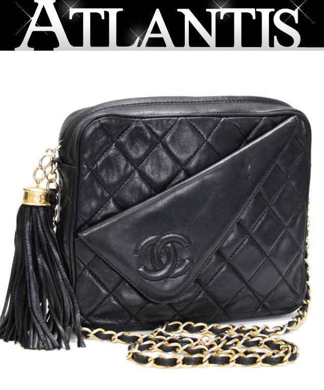 樂天商城 - シャネル CHANEL マトラッセ19 フリンジ ショルダーバッグ ラム 黒 G金具 0番台 【74964】