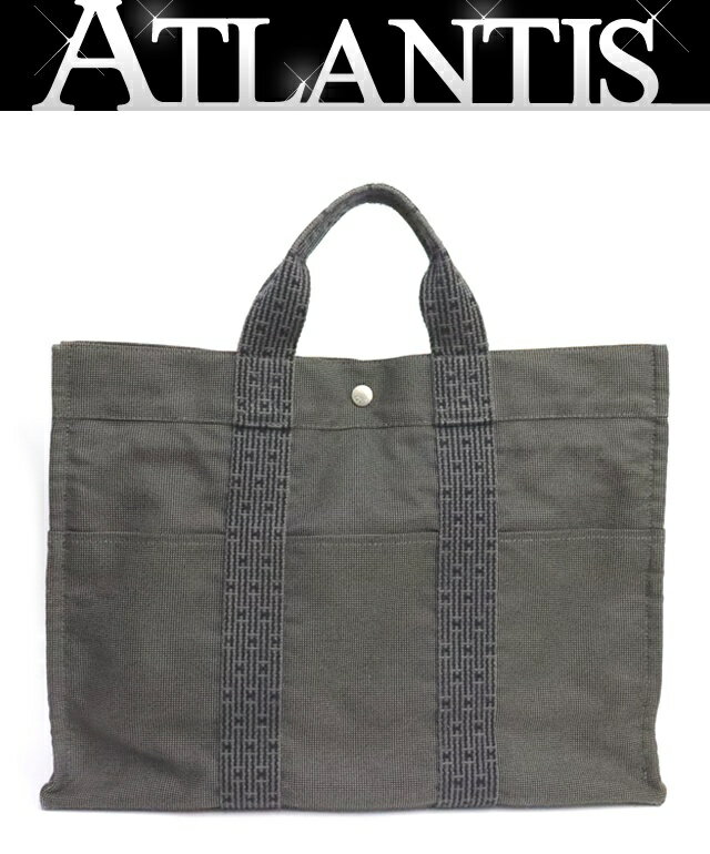 乐天商城 - 【広尾店】エルメス HERMES エールラインMM ハンドバッグ トートバッグ キャンバス グレー SV金具 【19370】