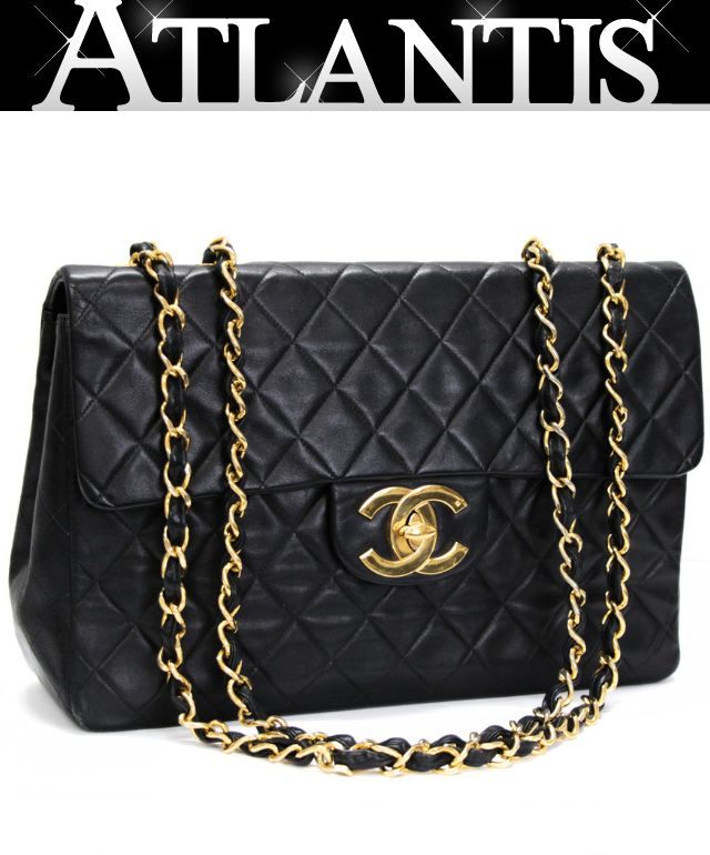 乐天商城 - CHANEL シャネル デカマトラッセ34 チェーンショルダーバッグ ラム 黒 G金具 2番台 【74956】