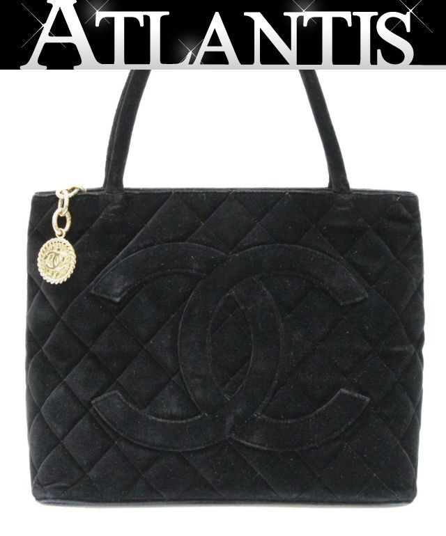 乐天商城 - シャネル CHANEL 復刻トート ハンドバッグ ベロア 黒 G金具 5番台 【75017】