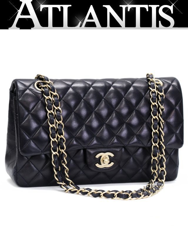 乐天商城 - CHANEL シャネル マトラッセ25 ダブルフラップ チェーンショルダーバッグ ラム ネイビー G金具 20番台 【74954】