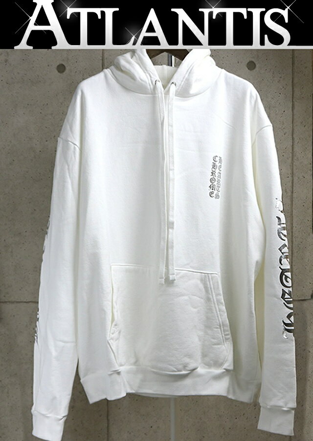 乐天商城 - CHROME HEARTS 新宿店 クロムハーツ 未使用 オールドイングリッシュ ロゴ プルオーバー パーカー メンズ size:XL 白×シルバー 31392