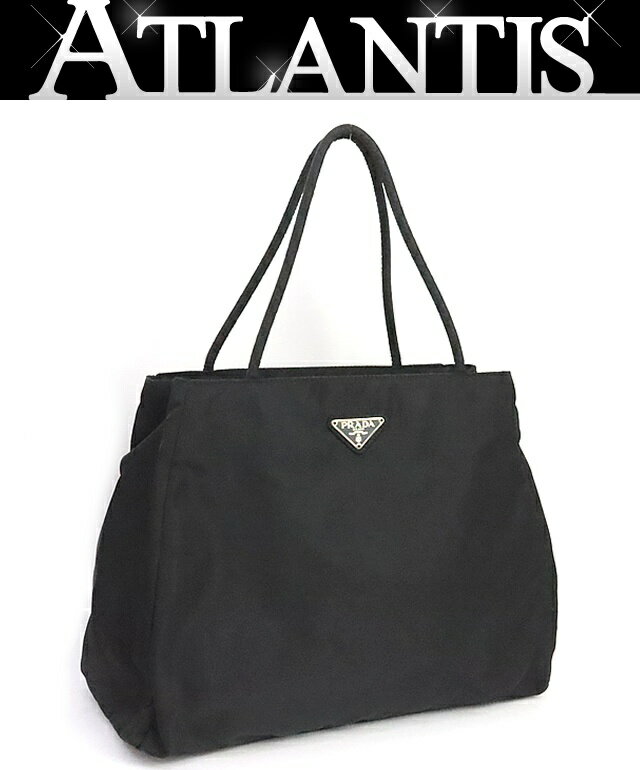 Rakuten - 【広尾店】プラダ PRADA 三角ロゴ トートバッグ ナイロン 黒 【19378】