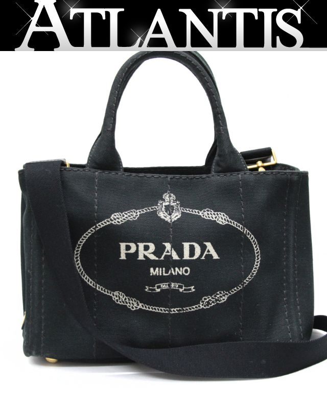 樂天商城 - プラダ PRADA カナパ ミニ 2WAYトートバッグ キャンバス 黒 【75040】