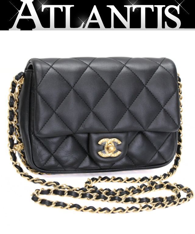 樂天商城 - 美品 シャネル CHANEL マトラッセ18 チェーンアラウンド ショルダーバッグ ラムスキン 黒 G金具 シリアルプレート 【75034】