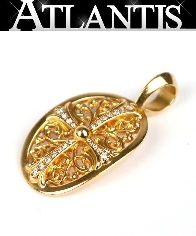 樂天商城 - CHROME HEARTS 銀座店 クロムハーツ 22K クラシック オーバルクロス パヴェダイヤ ペンダント チャーム メンズ ゴールド 103615