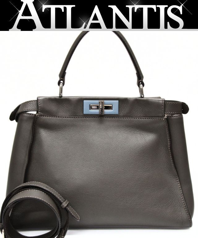 Rakuten - FENDI フェンディ ピーカブー 2WAYバッグ ミディアム レザー グレー 【75050】