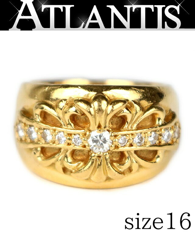 乐天商城 - CHROME HEARTS 銀座店 クロムハーツ 22K オールド フローラルクロス パヴェダイヤ リング 指輪 メンズ ゴールド 約16号 103470