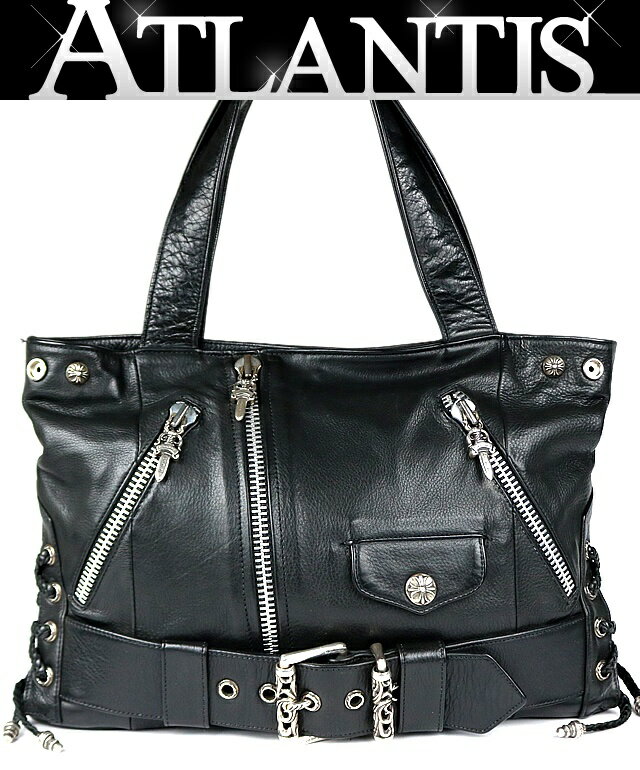 乐天商城 - CHROME HEARTS 銀座店 クロムハーツ JJDEAN ラージ ハンドバッグ レザー メンズ シルバー SV925 黒 103623