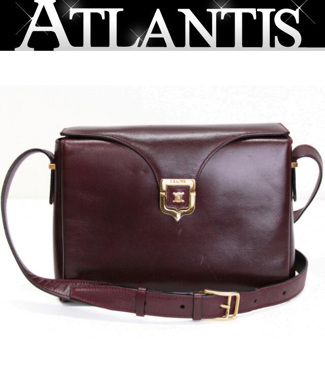 乐天商城 - セリーヌ CELINE ヴィンテージ トリオンフ金具 ショルダーバッグ レザー ボルドー 【75246】
