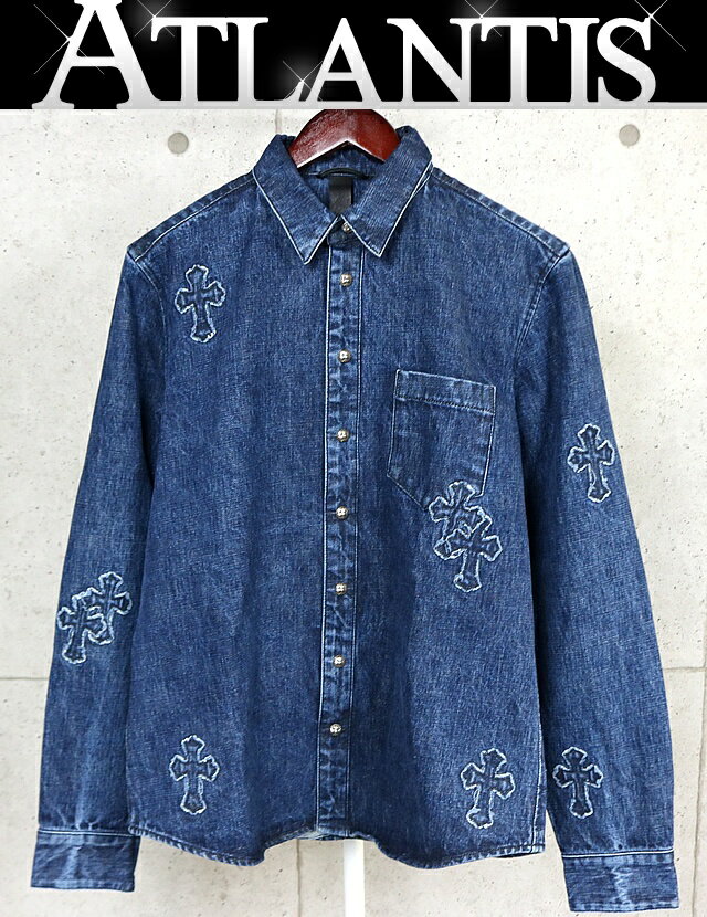 乐天商城 - CHROME HEARTS 銀座店 クロムハーツ LOOSE ENDS クロスパッチ デニムシャツ ジャケット メンズ size:L 青 103558
