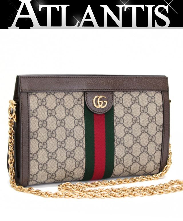 乐天商城 - グッチ GUCCI オフィディア チェーンショルダーバッグ GGスプリーム PVC×レザー ブラウン 503877 【75259】