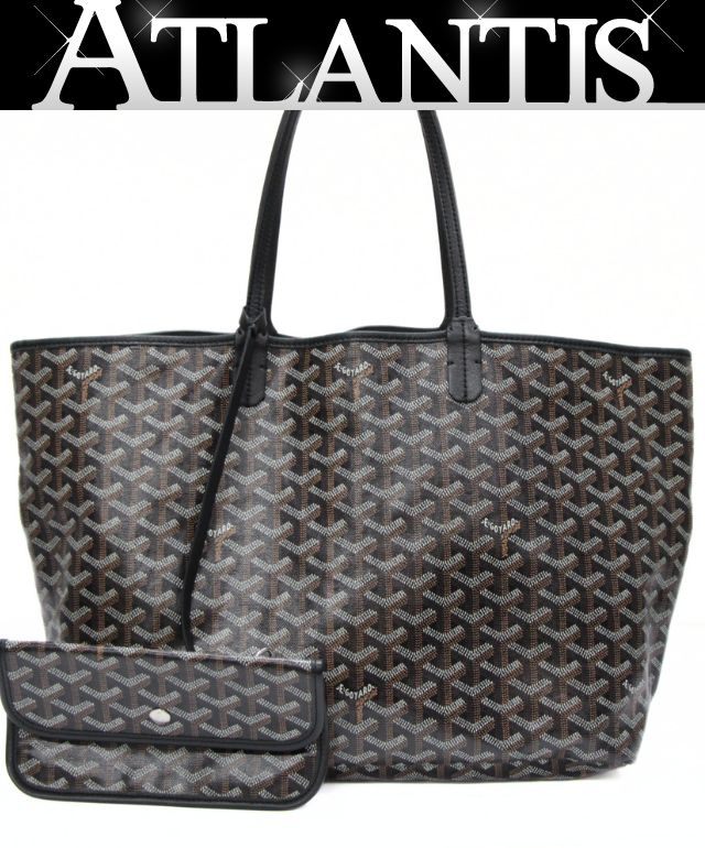 乐天商城 - ゴヤール GOYARD サンルイPM トートバック 黒 ゴヤールコーティングキャンバス ポーチ付き 【75265】
