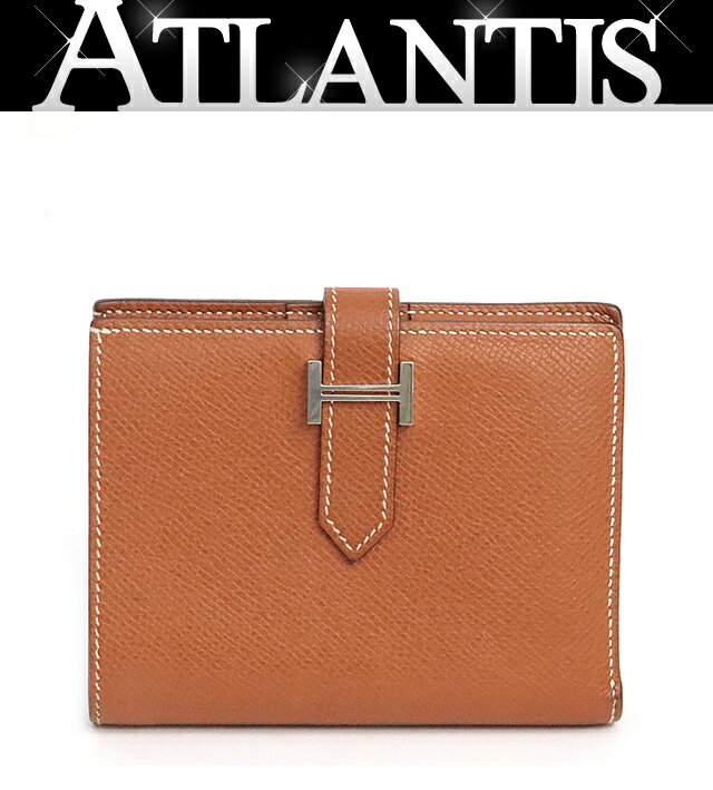 【広尾店】エルメス HERMES ベアンコンパクト 二つ折り財布 エプソン コニャック SV金具 □I刻印(2005年) 【19413】